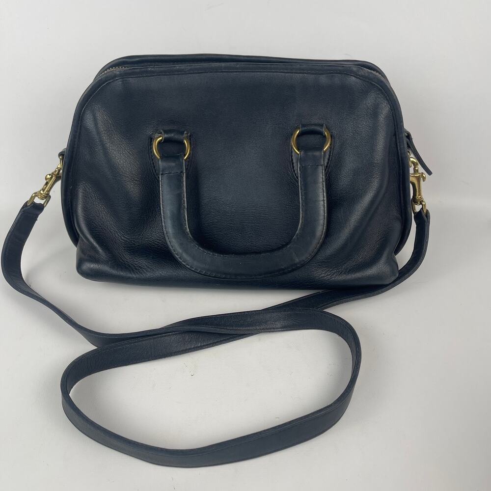 Vintage Navy Blue Coach Purse Broadway Satchel / Baxter Bag with Strap 0036-334